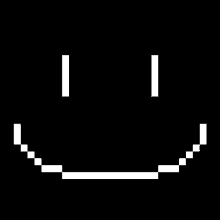 a pixelated smiley face with a black background and white lines .