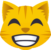 a smiley face of a cat with its eyes closed and a big smile on its face