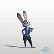 a zootopia 2 poster with judy hopps standing in front of a white background