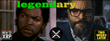 a picture of ice cube and a picture of a man with a beard and the words " legendary "