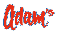 a red and blue logo for adam 's