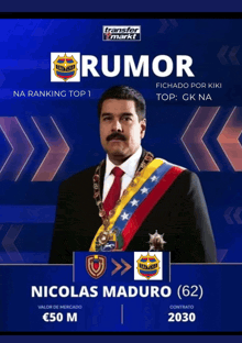 nicolas maduro is rumored to be the top gk player in 2030