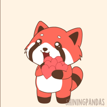 a cartoon of a red panda holding a heart with the words shiningpandas written below it