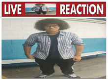 a poster with a picture of a boy and the words " live reaction "