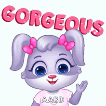 a cartoon bunny with a heart and the words gorgeous behind it