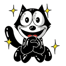 felix the cat is holding his hands together and smiling