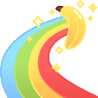 a colorful rainbow with a banana in the middle