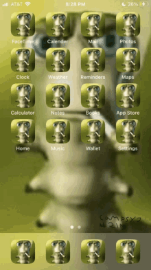 an at & t cell phone displays a monkey icon on the home screen