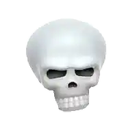 a white skull with no teeth and a very angry look on its face .