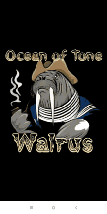 a walrus wearing a hat and smoking a pipe with the words ocean of tone walrus below it