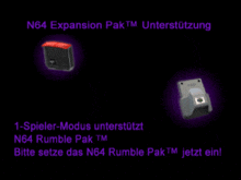 a black background with purple text that says " n64 expansion pak tm unterstützung "