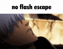 a picture of a man with blood coming out of his mouth and the words " no flash escape " above him