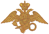 a gold eagle with two heads and a crown on top of it