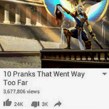 a video that says 10 pranks that went way too far on it