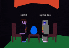 two cartoon characters named sigma and sigma dos standing next to each other