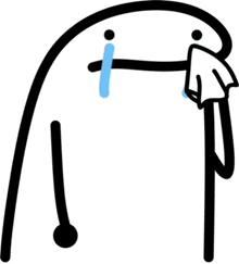 a stick figure is crying with a tear coming out of its eye .