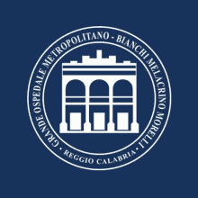 the logo for the metropolitano bianchi melagrino morelli reggio calabria is white on a blue background .