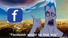 a cartoon character giving a thumbs up in front of a facebook icon