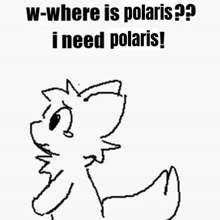 a black and white drawing of a cat asking where is polaris