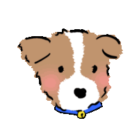 a drawing of a dog with a blue collar