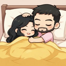 a cartoon of a man and a woman sleeping in a bed