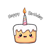 a birthday cake with a candle on top and the words happy birthday written below it