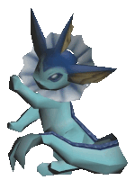 a blue pokemon with a white collar is sitting on a white background