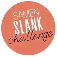 an orange circle that says samen slank challenge in white letters