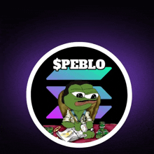 a sticker with a frog and the word speblo