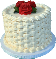 a cake with red roses on top of it