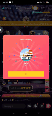 a screenshot of a game that says " anda menang " at the top