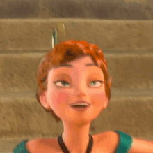 a close up of a cartoon character from the movie frozen wearing a crown .