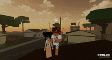 a screenshot of a roblox game shows a couple standing next to each other