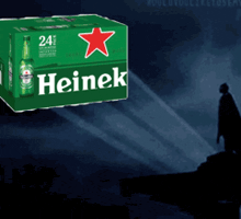 a green box of heineken beer with a red star