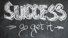 a chalkboard with the word success written on it