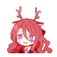 a drawing of a girl with deer antlers and purple eyes