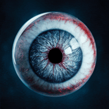 a close up of a bloody eye with red veins