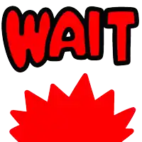 a cartoon drawing of a hand giving the word wait