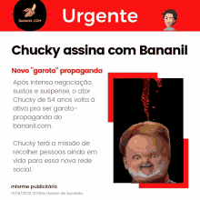 a news article about chucky assina com bananil with a picture of chucky