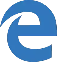 a blue and white logo with the letter e on it