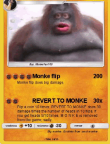 a pokemon card with a picture of a monkey