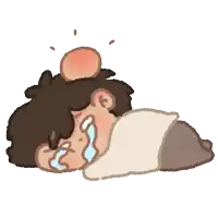 a cartoon drawing of a person crying with tears running down their face