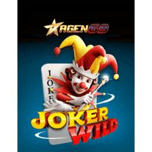 an advertisement for agen 69 joker wild shows a joker on a card