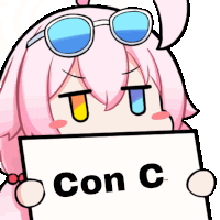 a cartoon girl is holding a sign that says con c.