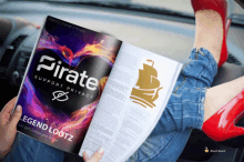 a person is reading a magazine that says " pirate support privacy "