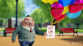a cartoon character holding a sign that says hope demi is well