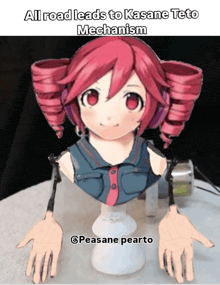 a picture of a robotic girl with the words all road leads to kasane teto mechanism