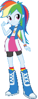 rainbow dash from my little pony equestria girls wearing blue boots with xxx on them