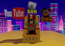 a youtube logo with a teddy bear and a cat