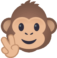 a monkey giving a peace sign with its left hand